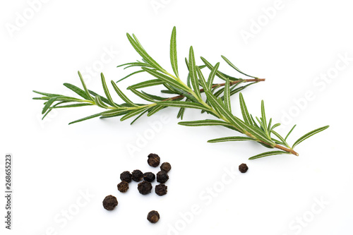 rosemary herb spice leaves and peppercorns
