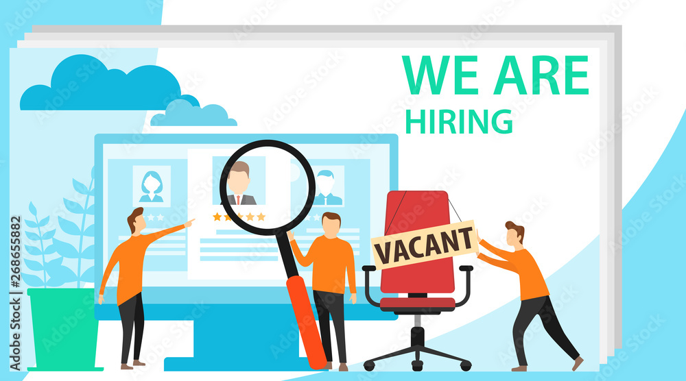 Recruitment, Job Interview Concept Landing Page. Recruitment concept banner with character. Recruitment Concept for web page, banner