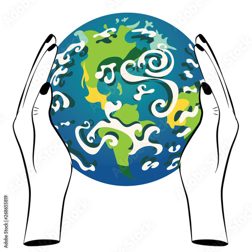Planet Earth in human hands