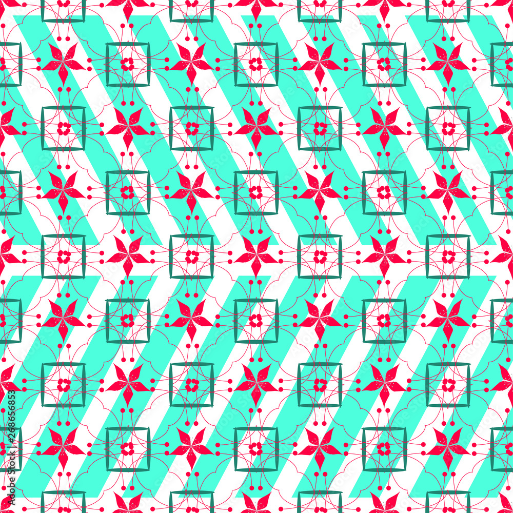 linear background of white and light blue colors with floral ornaments in pink colors linear background of white and light blue colors with floral ornaments in pink colors