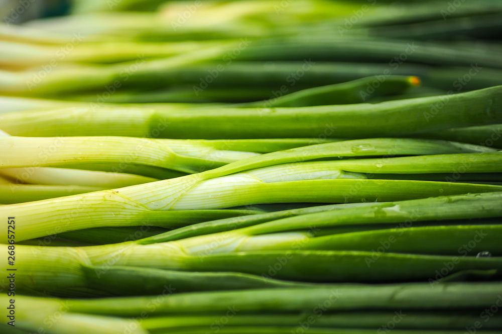 Fresh spring onions on the market Fresh spring onions on the market