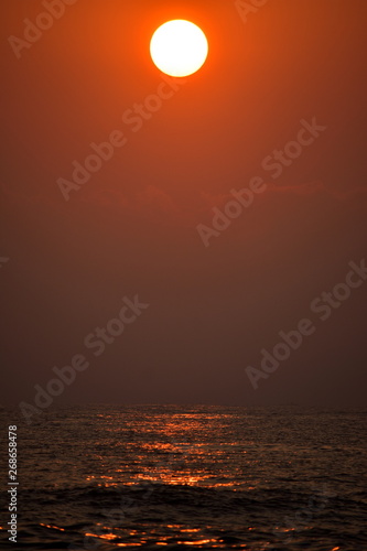 Chennai, Tamilnadu, India: Febrauary 15, 2019 - Sunrise at Kovalam Beach in Chennai photo