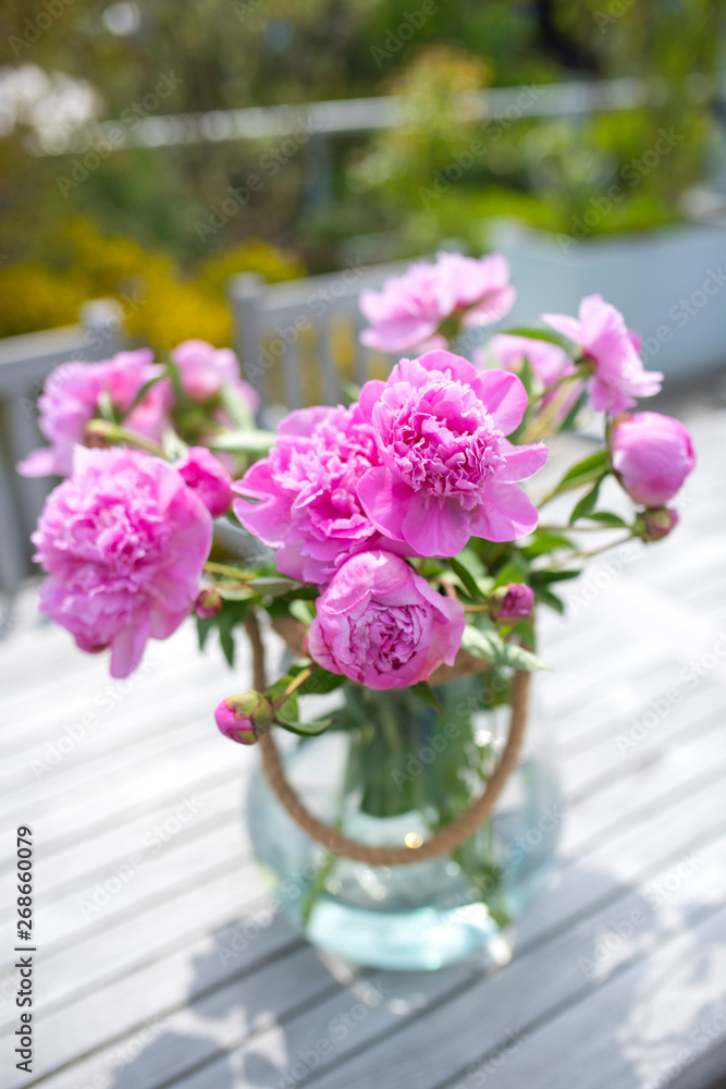 Peonies on a terrace Peonies on a terrace