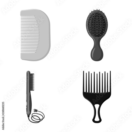 Isolated object of brush and hair symbol. Collection of brush and hairbrush stock symbol for web.