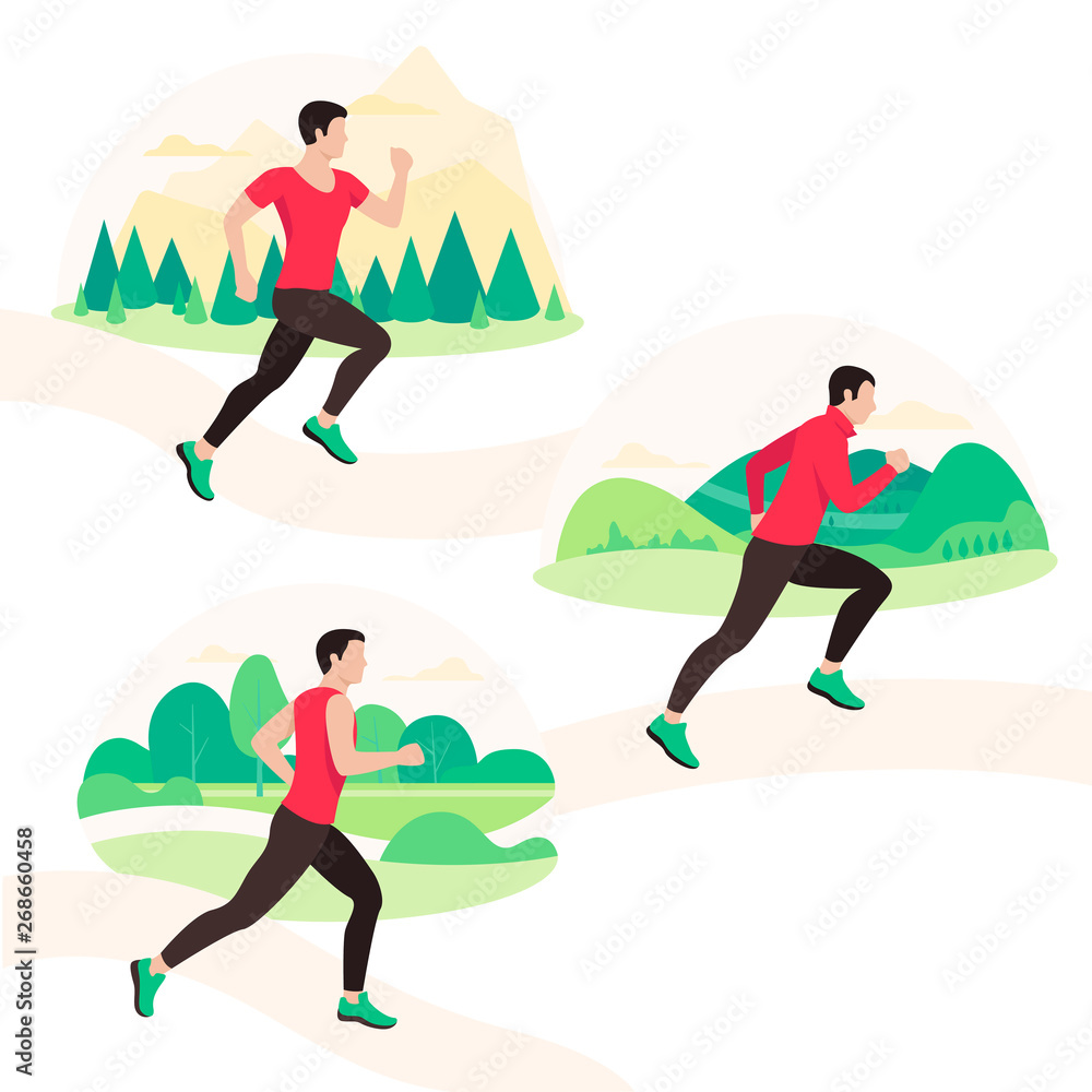 Jogging and running people. Runners in motion. Running men sports. Jogging and running people. Runners in motion. Running men sports.