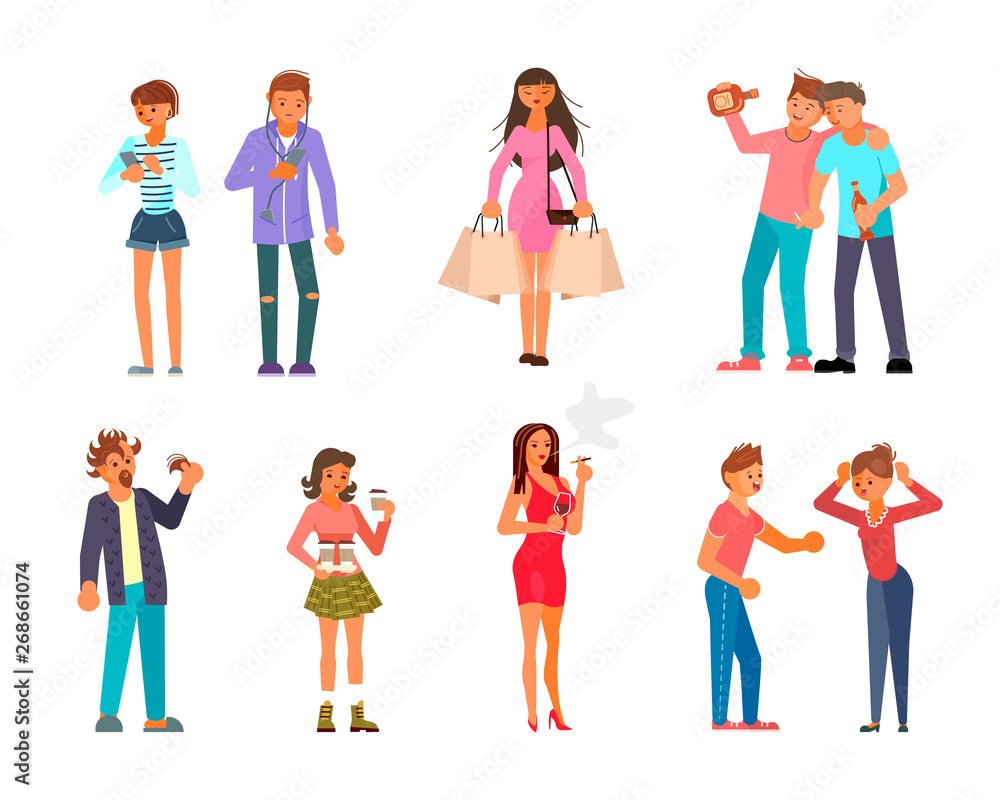 Bad habits Vector set Bad habits Vector set
