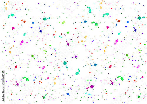 Colorful splatter paint background on white. Abstract background. Hand drawn illustration