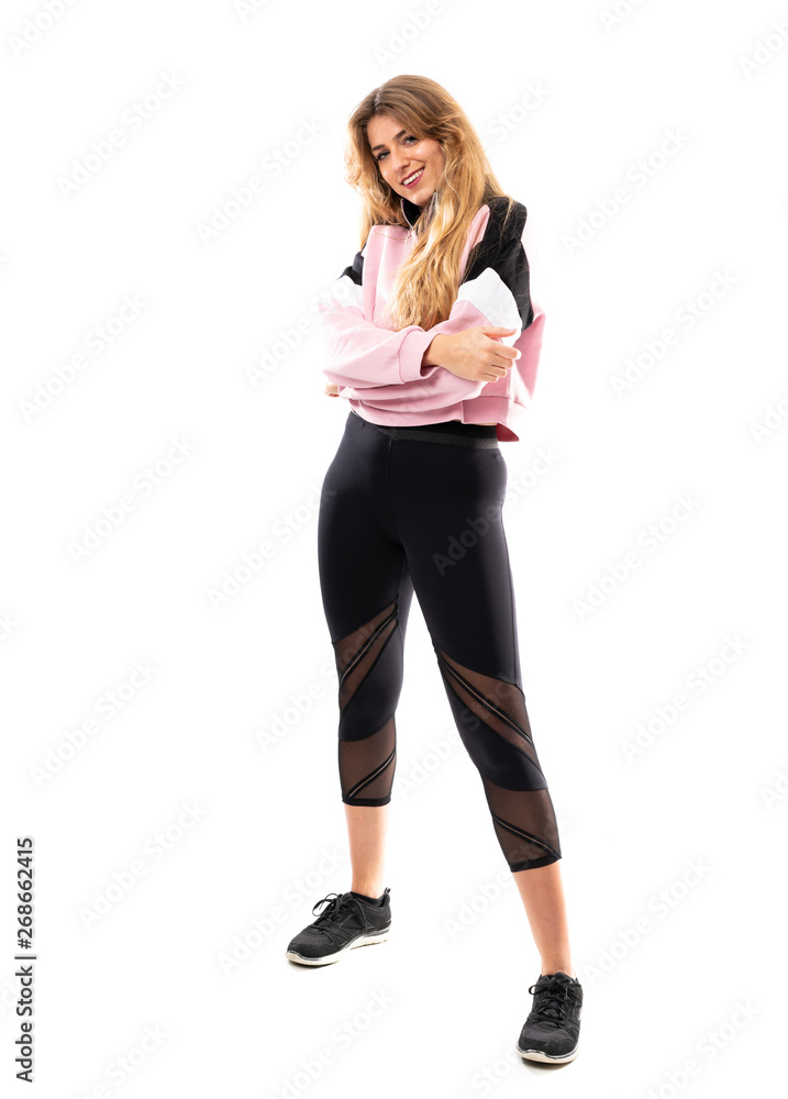 Urban Blonde Sport Woman over isolated white background