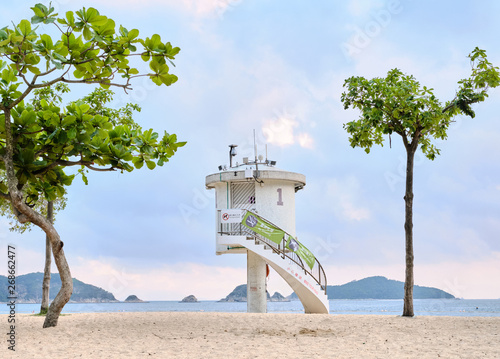 Lifeguard's watchower on the Replusle Bay in Hong Kong