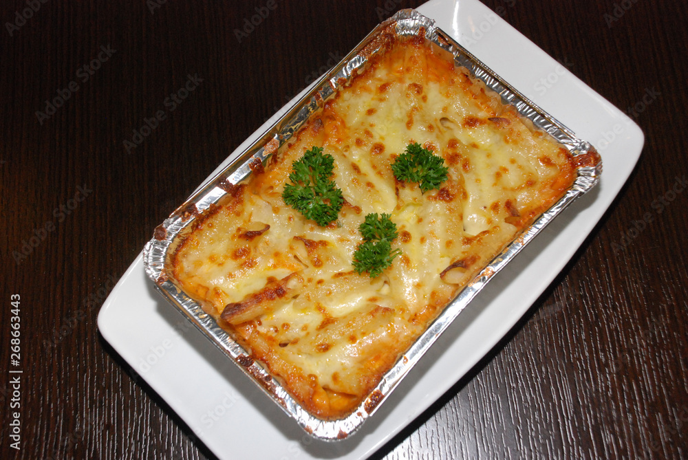 Lasagna with cheese view from top Lasagna with cheese view from top