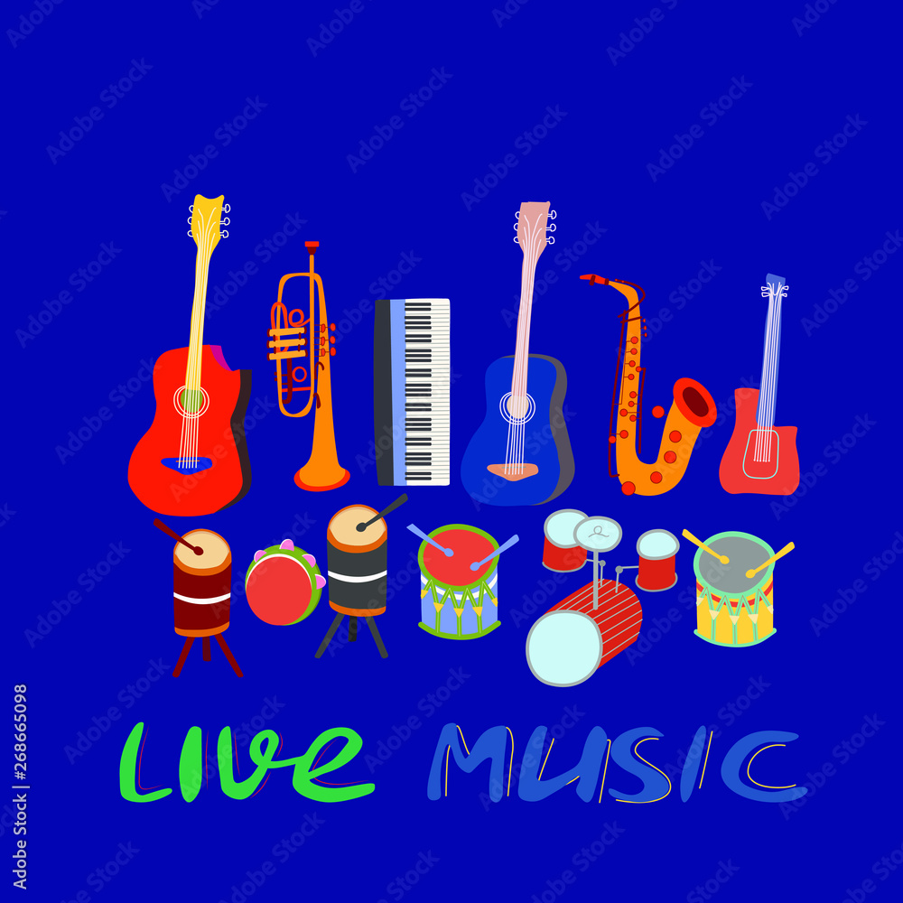 Naklejka premium Handdrawn illustration and lettering for music festival.