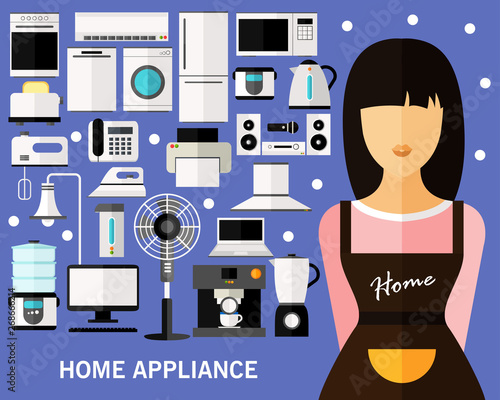 home appliance concept background. Flat icons.