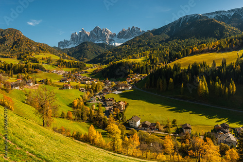 Landscape with autumn view on Dolomites photo