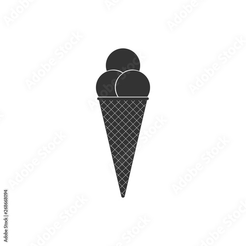 Ice cream in waffle cone icon isolated. Flat design. Vector Illustration