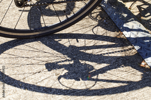 Silhouette of a bicycle wheel