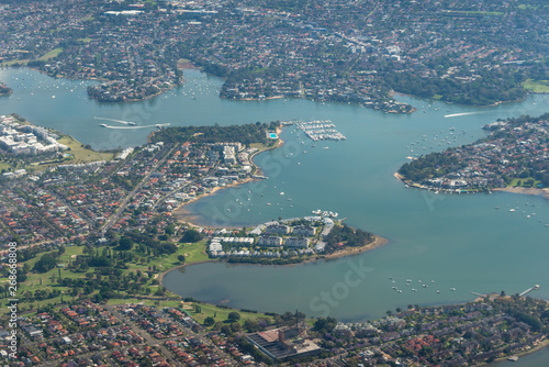 Sydney aerial view with Concord, Cabarita, Galdsville, Tennyson Point suburbs