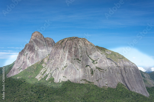 Amazing view of the Three Peaks State Park at Nova Friburgo city, state of Rio de Janeiro, where you can explore the Dragon's Head Peak, Matchbox Peak, and other spots at the park.