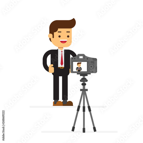 Studio blog recording on chroma key background