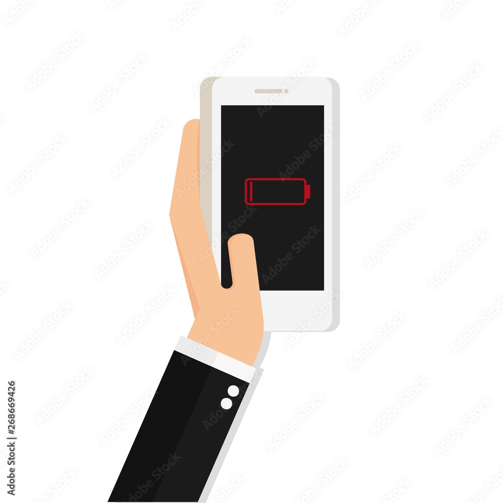Hand with Low Battery Smart Phone Hand with Low Battery Smart Phone