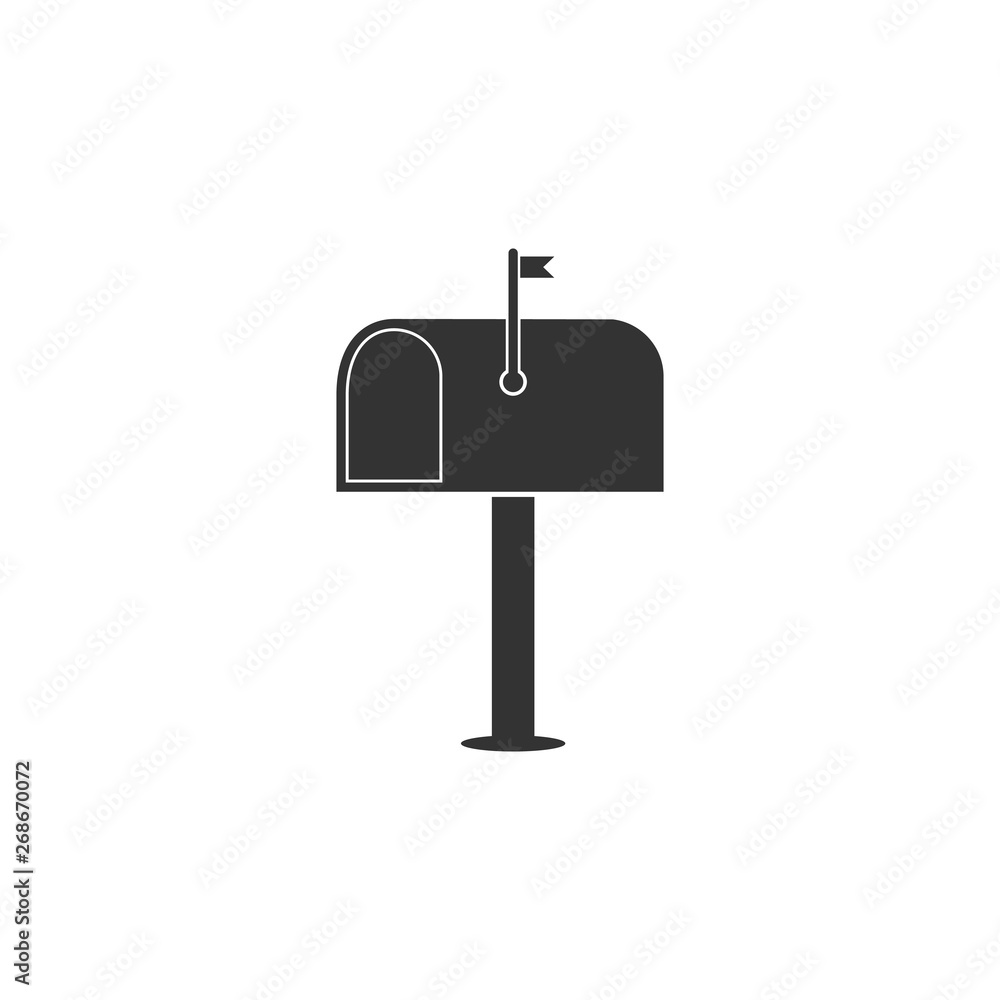 Mail box icon isolated. Mailbox icon. Mail postbox on pole with flag. Flat design. Vector Illustration Mail box icon isolated. Mailbox icon. Mail postbox on pole with flag. Flat design. Vector Illustration