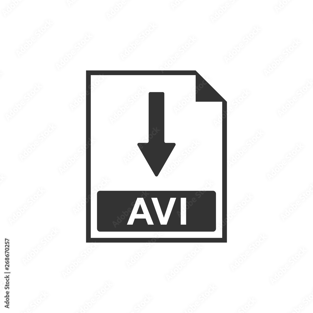 AVI file document icon. Download AVI button icon isolated. Flat design. Vector Illustration AVI file document icon. Download AVI button icon isolated. Flat design. Vector Illustration