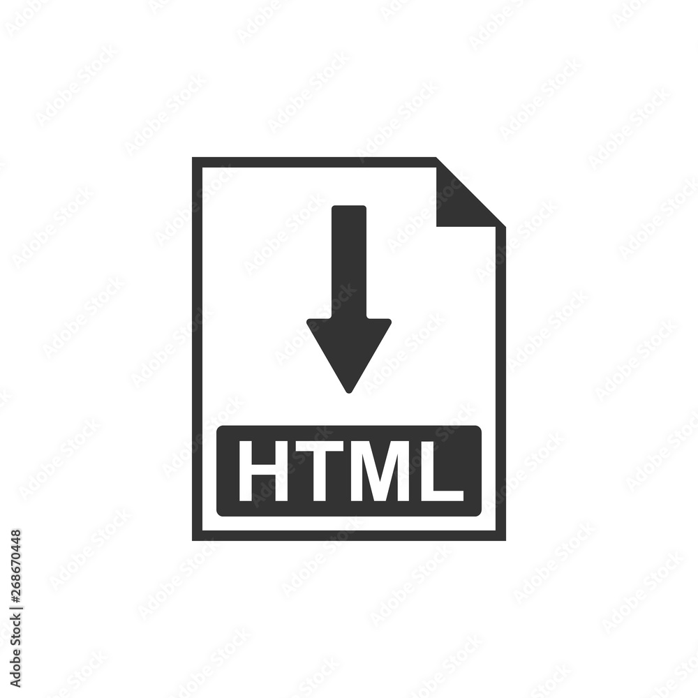 HTML file document icon. Download HTML button icon isolated. Flat design. Vector Illustration HTML file document icon. Download HTML button icon isolated. Flat design. Vector Illustration