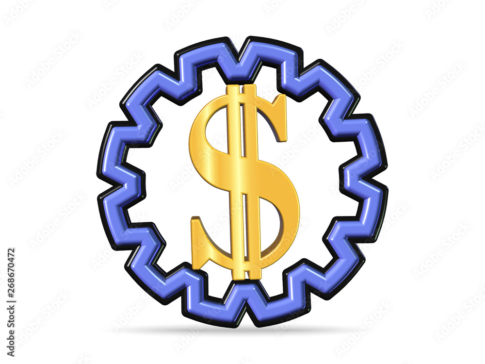 3D Render Cogwheel Dollar Sign Center Symbol Financial Management 3D Render Cogwheel Dollar Sign Center Symbol Financial Management