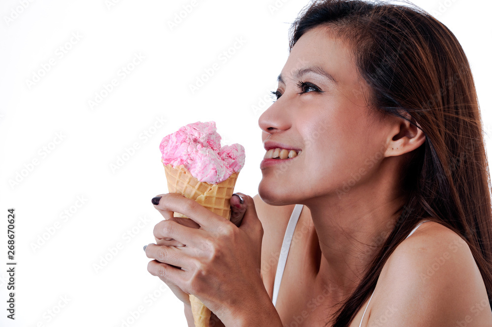 Pretty woman with ice cream
