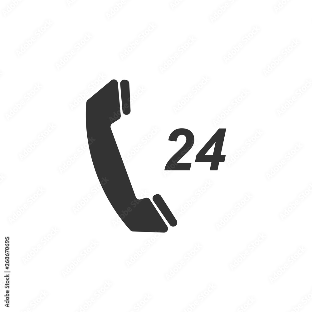 Telephone 24 hours support icon isolated. All-day customer support call-center. Flat design. Vector Illustration Telephone 24 hours support icon isolated. All-day customer support call-center. Flat design. Vector Illustration