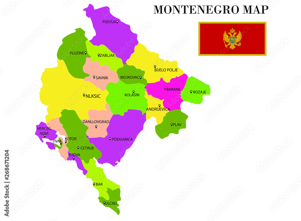 Montenegro map vector illustration