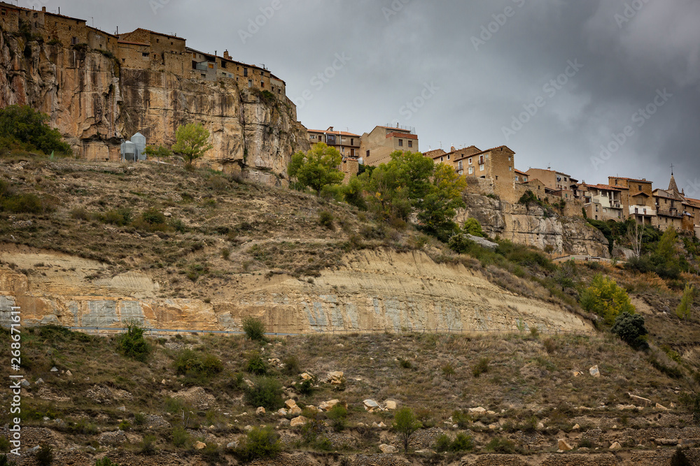 Cantavieja town seen from below, province of Teruel, Aragon, Spain