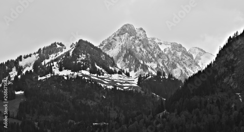 Landscape alps at schwarzsee in Fribourg.