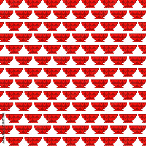   Figure in pixel style. Seamless pattern. Red repeatable pattern.   Texture of embroidery, knitting, fabric