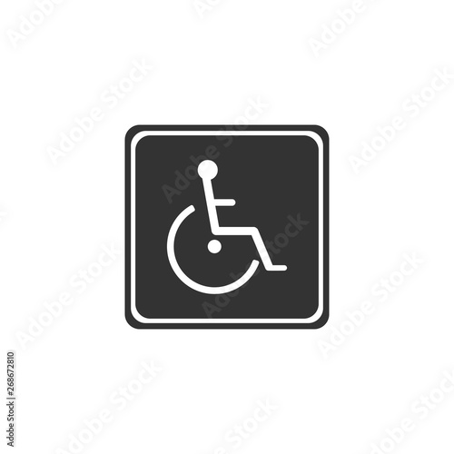 Disabled handicap icon isolated. Wheelchair handicap sign. Flat design. Vector Illustration