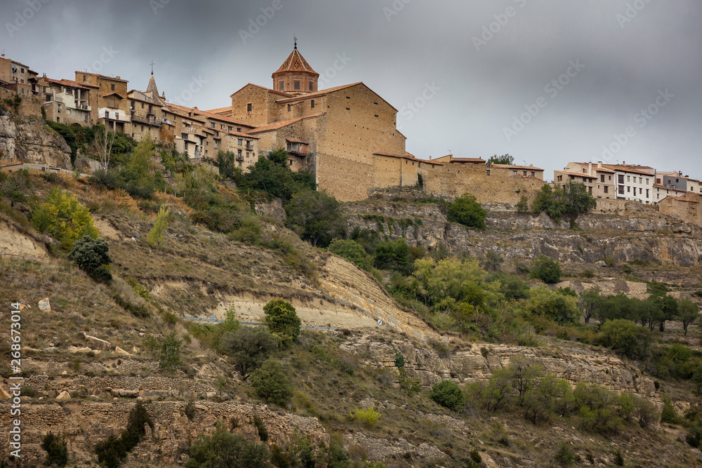 Cantavieja town seen from below, province of Teruel, Aragon, Spain
