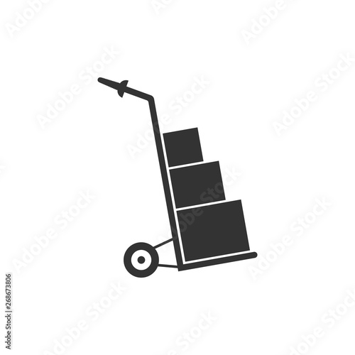 Hand truck and boxes icon isolated. Dolly symbol. Flat design. Vector Illustration