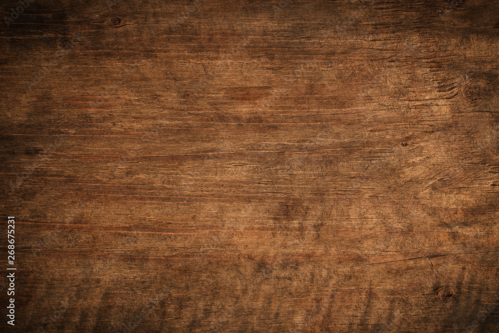 Fototapeta premium Old grunge dark textured wooden background,The surface of the old brown wood texture,top view brown wood paneling