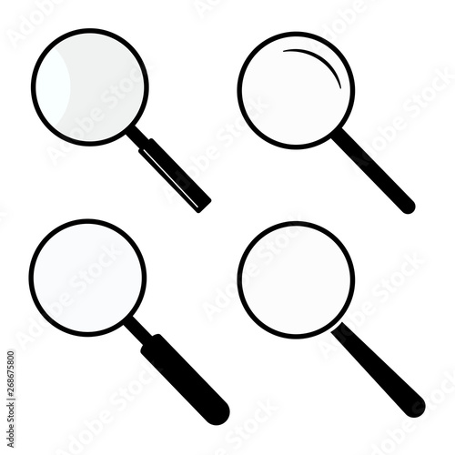 Magnifying glass icon, magnifier. A set of lenses to magnify.