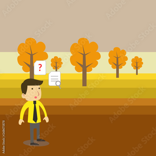 Young Male Businessman Office Worker Standing Searching Problem Solution Business concept Empty template copy space isolated Posters coupons promotional material