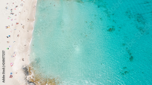 Formentera beach from above with a turquoise and crystalline sea