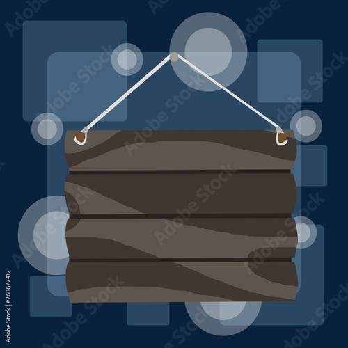 Hook Up Blank Sign Plate. Empty Wooden Signboard with Lope for Hang. Design business Empty template isolated Minimalist graphic layout template for advertising
