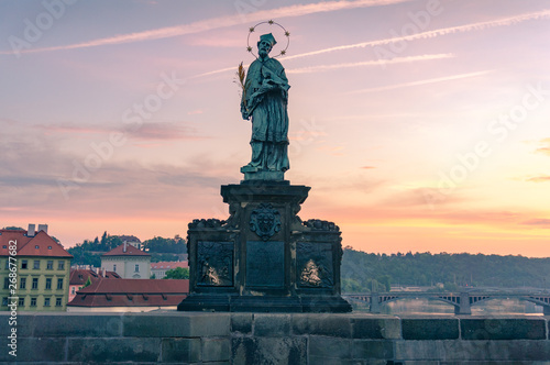 Statue of John of Nepomuk on Charles bridge in Prague
