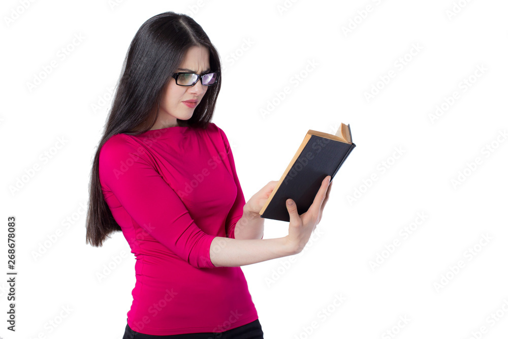 Attractive young woman in glasses with a book. Attractive young woman in glasses with a book.