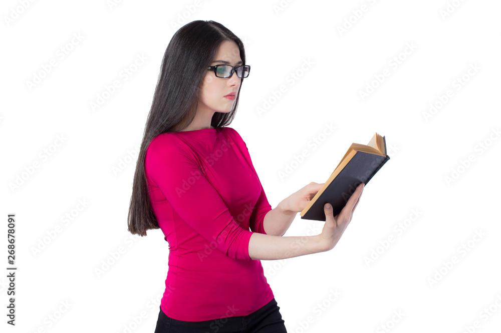 Attractive young woman in glasses with a book. Attractive young woman in glasses with a book.