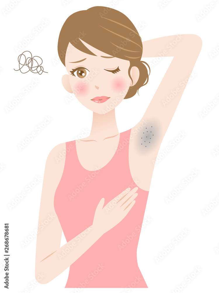 woman armpit hair removal. skin trouble under her arm. beauty and healthy skin care concept woman armpit hair removal. skin trouble under her arm. beauty and healthy skin care concept