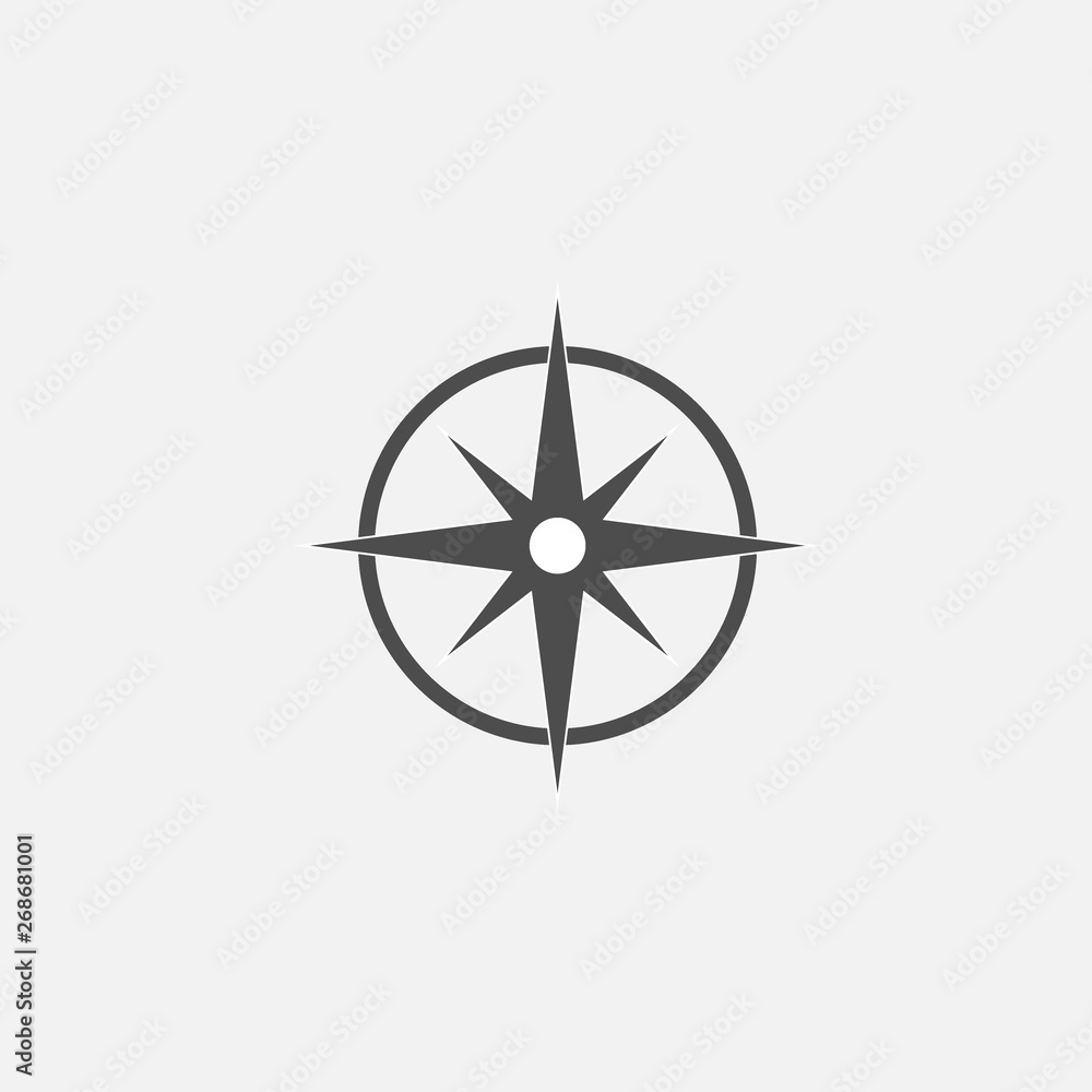 Compass, compass rose, navigation icon. Vector illustration, flat design.