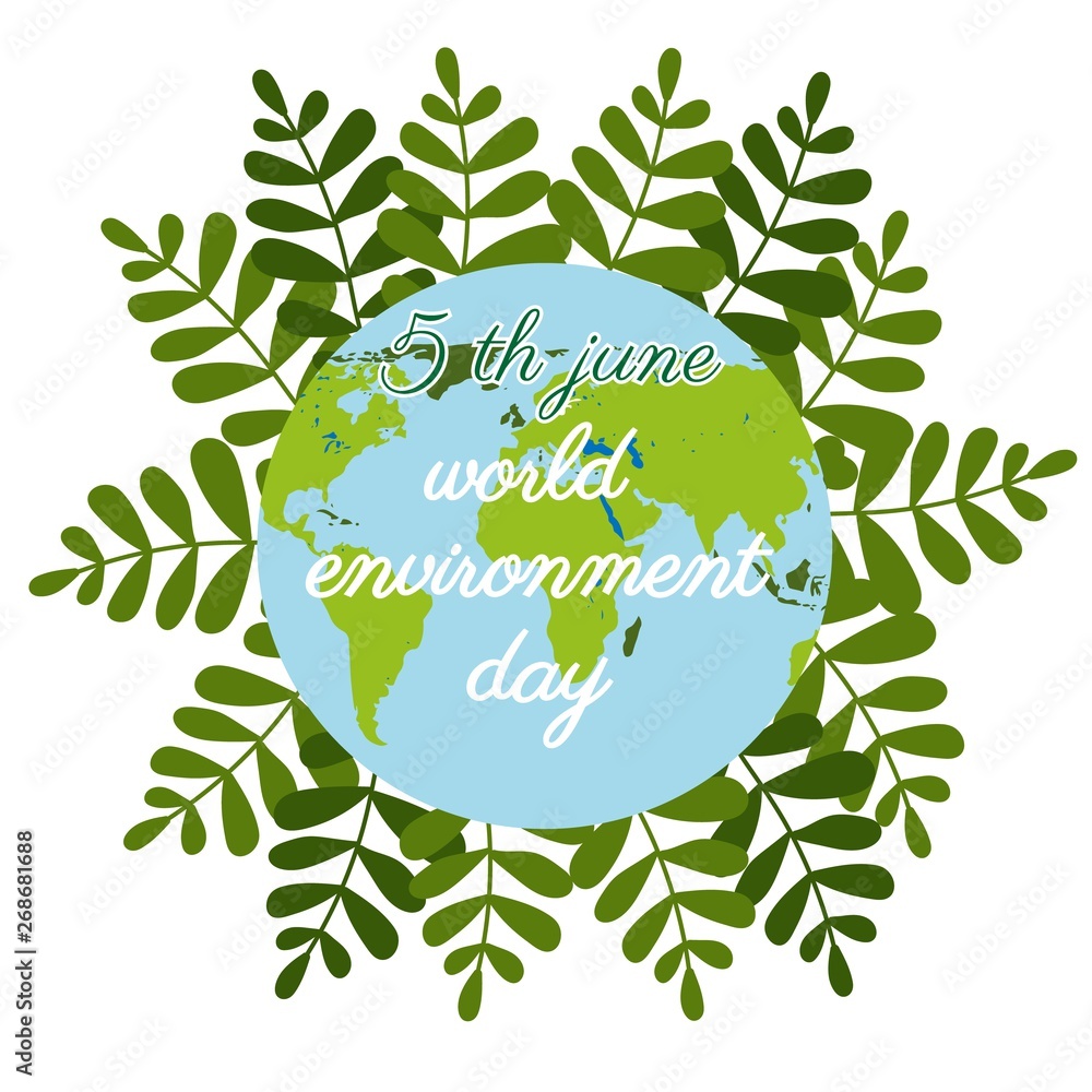 World environment day in flat style on green background. Nature logo. Cartoon globe. Vector cartoon. Save nature. World environment day. Earth day eco friendly concept. Isolated background. Stock Vector | Adobe Stock World environment day in flat style on green background. Nature logo. Cartoon globe. Vector cartoon. Save nature. World environment day. Earth day eco friendly concept. Isolated background. Stock Vector | Adobe Stock