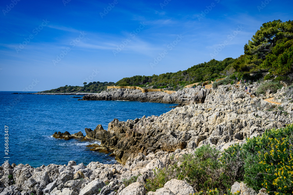 Beatiful  coastal path on the Cap d'Antibes, France.