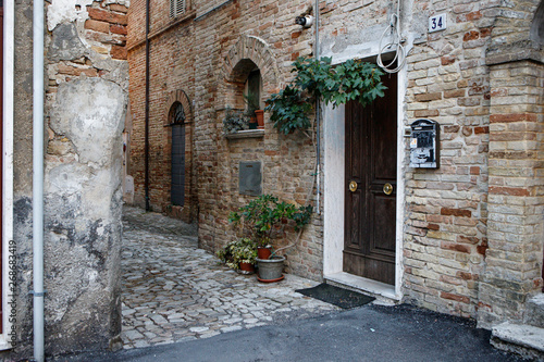 The door from the house to the street in the ancient Italian city