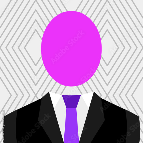 Symbolic Drawing Emblematic Figure of Man Formal Suit Oval Faceless Head Design business Empty copy space text for Ad website promotion isolated Banner template